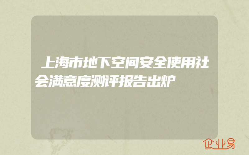 上海市地下空间安全使用社会满意度测评报告出炉