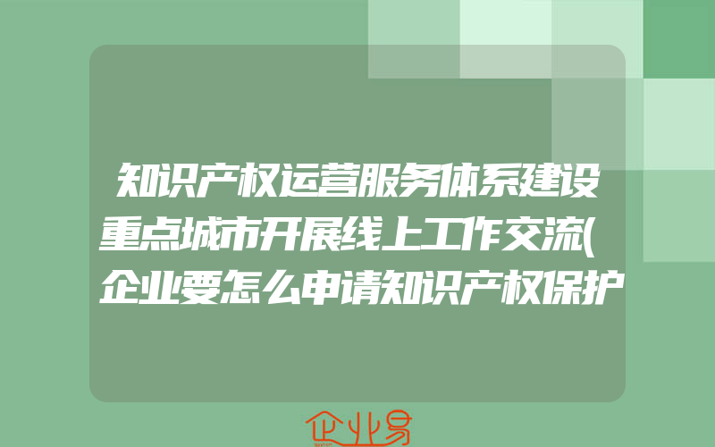 知识产权运营服务体系建设重点城市开展线上工作交流(企业要怎么申请知识产权保护？)