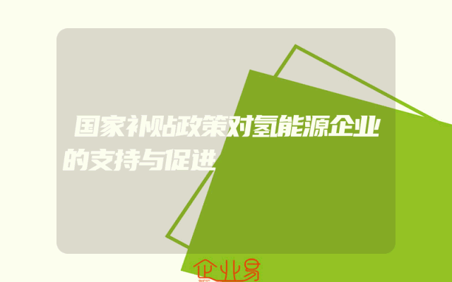国家补贴政策对氢能源企业的支持与促进