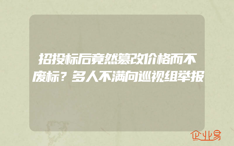 招投标后竟然篡改价格而不废标？多人不满向巡视组举报