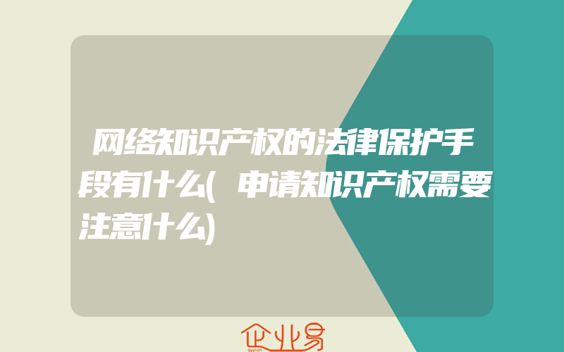 网络知识产权的法律保护手段有什么(申请知识产权需要注意什么)