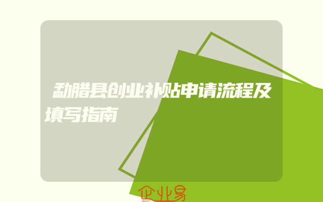 勐腊县创业补贴申请流程及填写指南