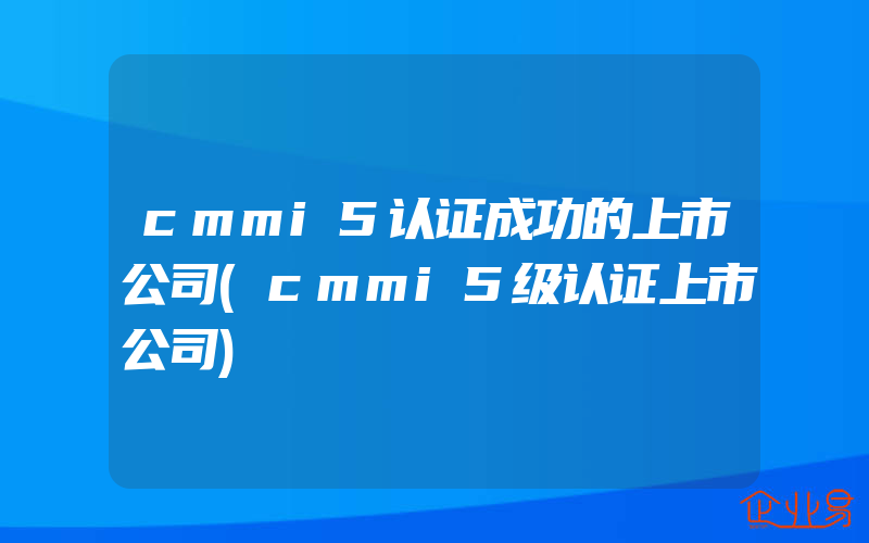cmmi5认证成功的上市公司(cmmi5级认证上市公司)