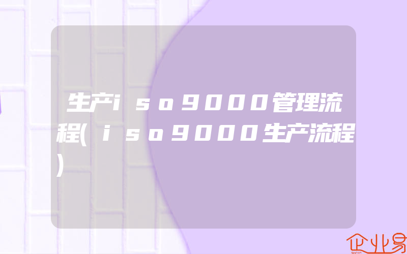 生产iso9000管理流程(iso9000生产流程)