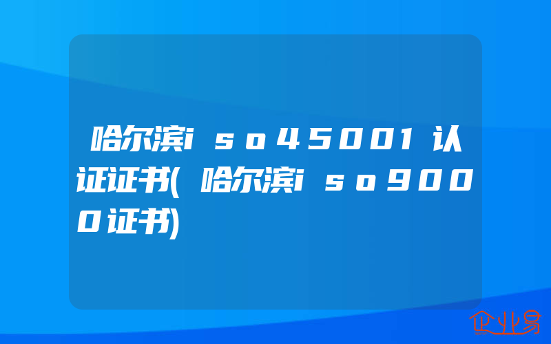 哈尔滨iso45001认证证书(哈尔滨iso9000证书)