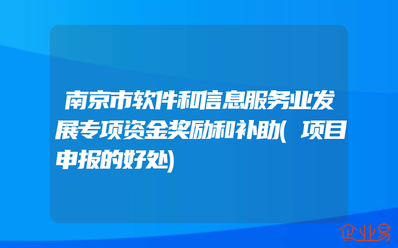 南京市软件和信息服务业发展专项资金奖励和补助(项目申报的好处)