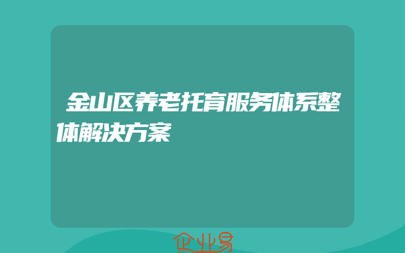 金山区养老托育服务体系整体解决方案