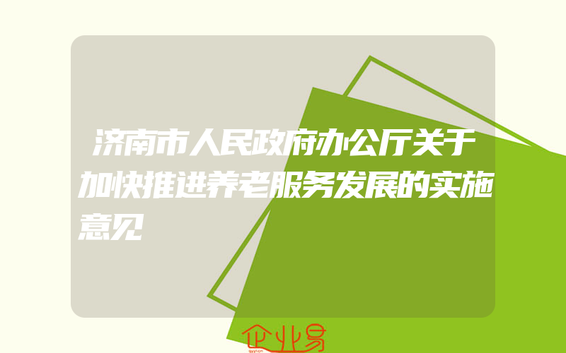 济南市人民政府办公厅关于加快推进养老服务发展的实施意见