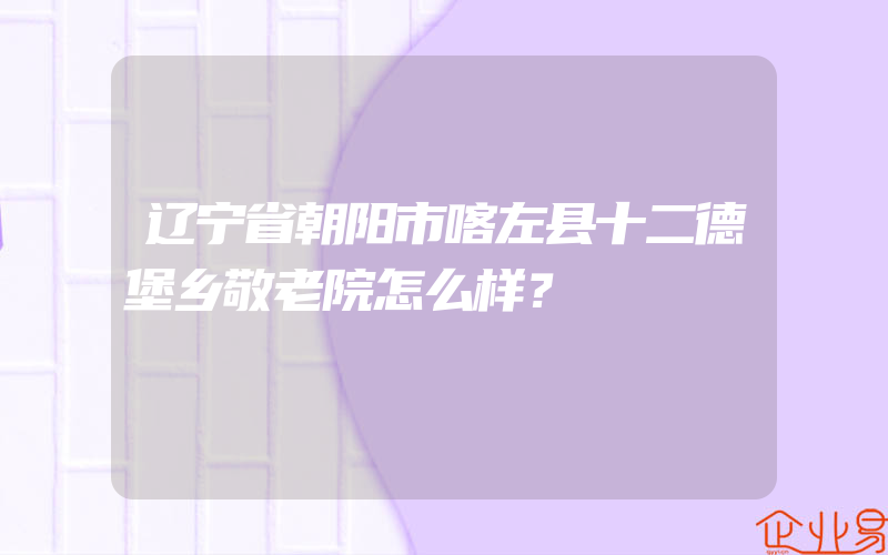 辽宁省朝阳市喀左县十二德堡乡敬老院怎么样？