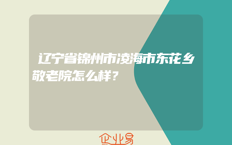 辽宁省锦州市凌海市东花乡敬老院怎么样？