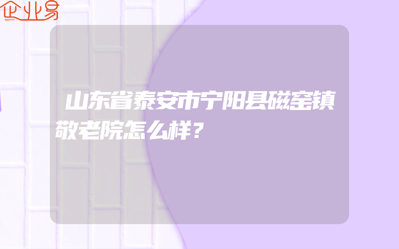 山东省泰安市宁阳县磁窑镇敬老院怎么样？