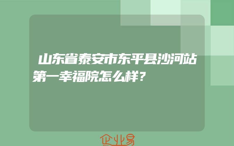 山东省泰安市东平县沙河站第一幸福院怎么样？