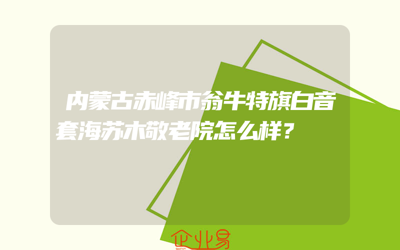 内蒙古赤峰市翁牛特旗白音套海苏木敬老院怎么样？