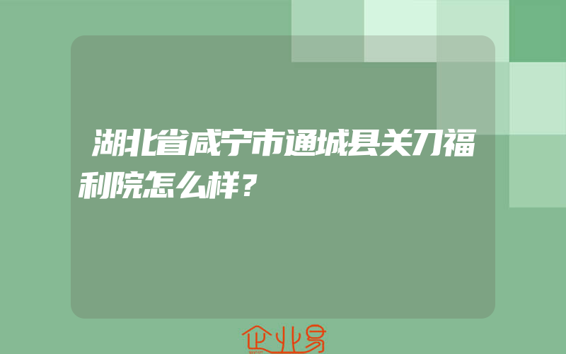 湖北省咸宁市通城县关刀福利院怎么样？