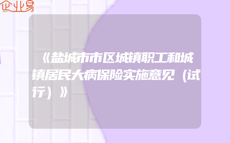 《盐城市市区城镇职工和城镇居民大病保险实施意见（试行）》