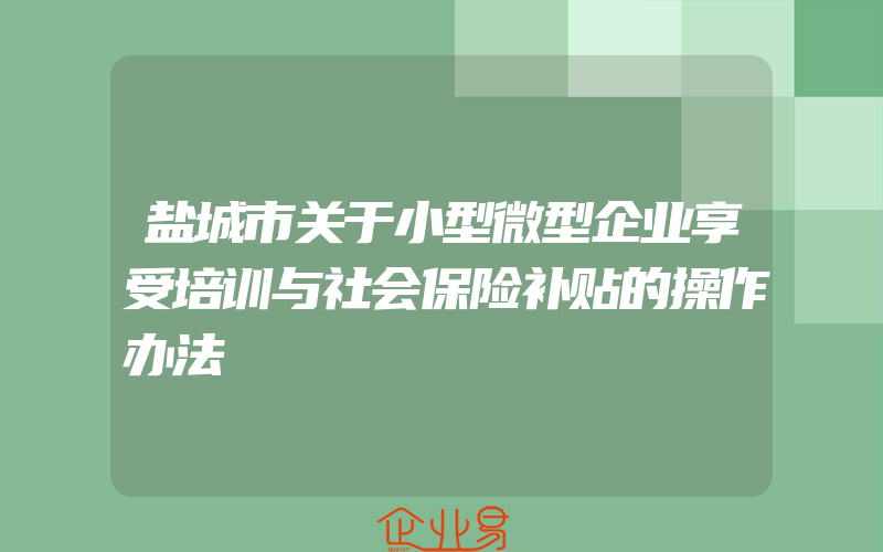 盐城市关于小型微型企业享受培训与社会保险补贴的操作办法