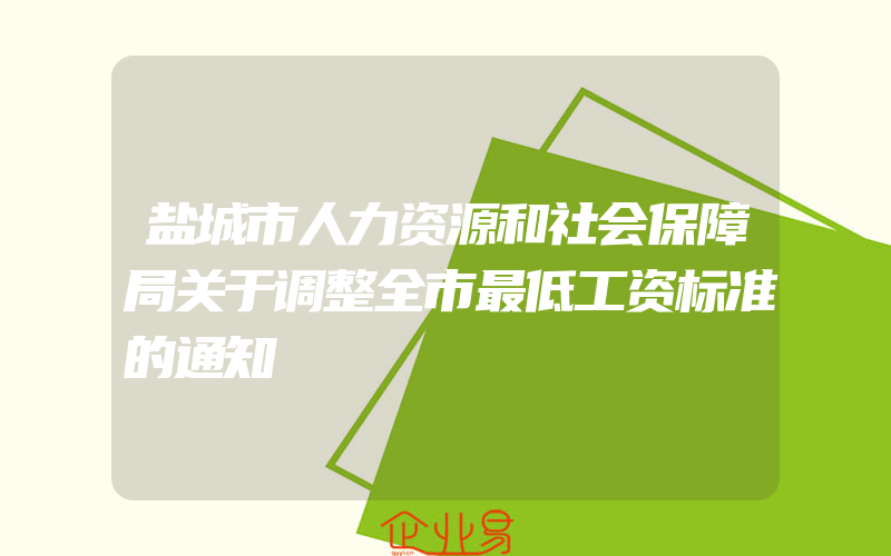 盐城市人力资源和社会保障局关于调整全市最低工资标准的通知