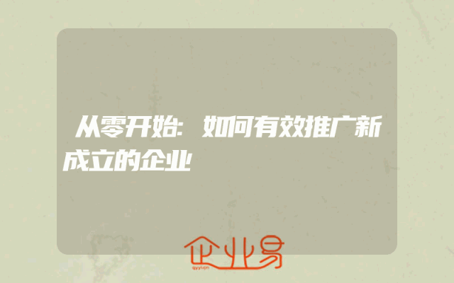 从零开始:如何有效推广新成立的企业