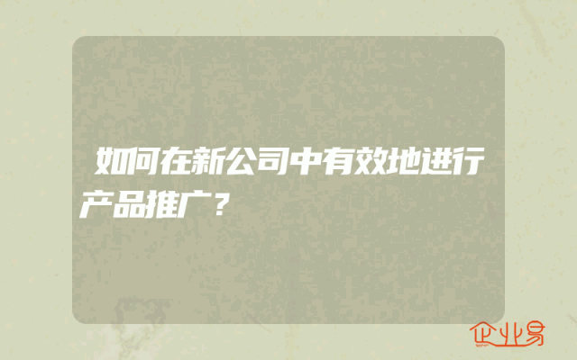 如何在新公司中有效地进行产品推广？