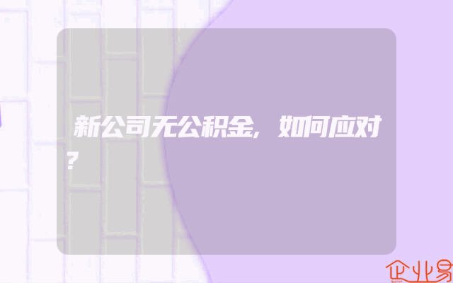 新公司无公积金,如何应对？