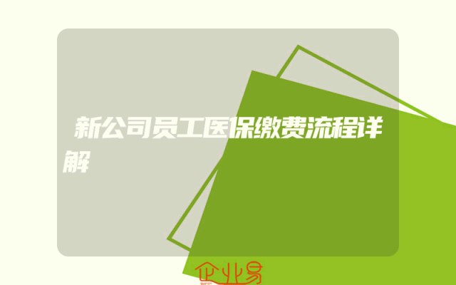 新公司员工医保缴费流程详解