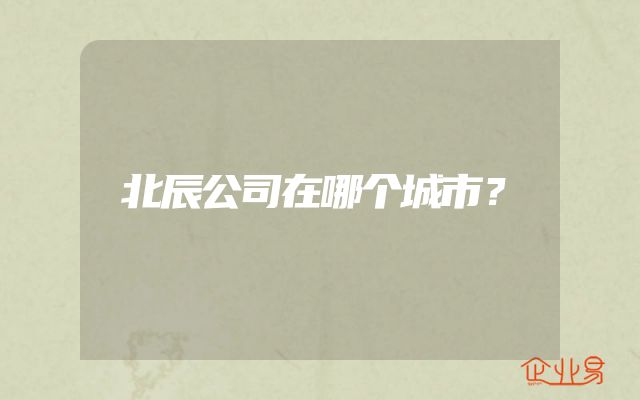 北辰公司在哪个城市？