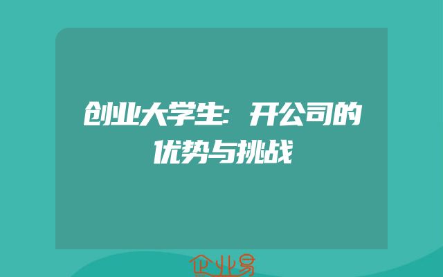 创业大学生:开公司的优势与挑战