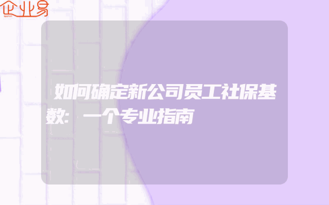如何确定新公司员工社保基数:一个专业指南