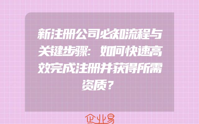 新注册公司必知流程与关键步骤:如何快速高效完成注册并获得所需资质？