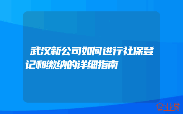 武汉新公司如何进行社保登记和缴纳的详细指南