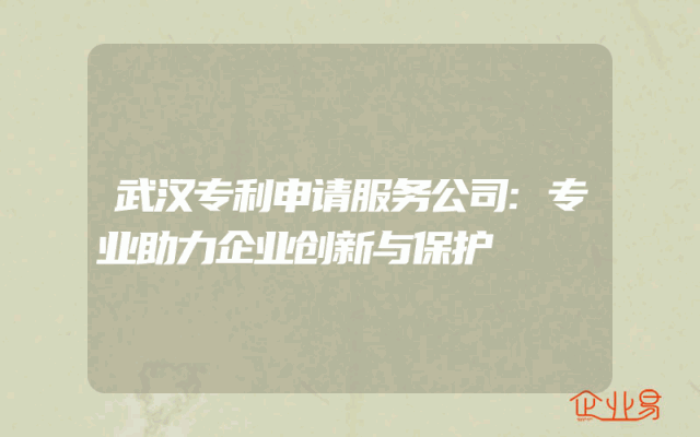 武汉专利申请服务公司:专业助力企业创新与保护