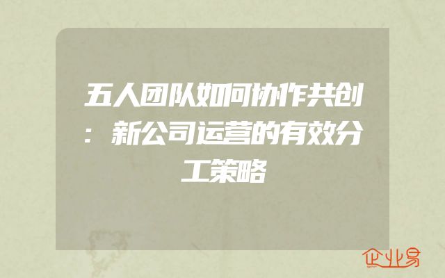 五人团队如何协作共创:新公司运营的有效分工策略