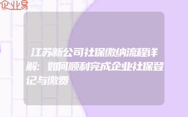 江苏新公司社保缴纳流程详解:如何顺利完成企业社保登记与缴费