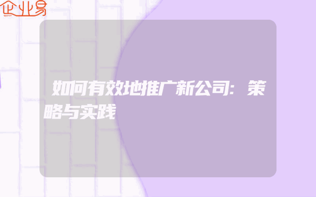 如何有效地推广新公司:策略与实践