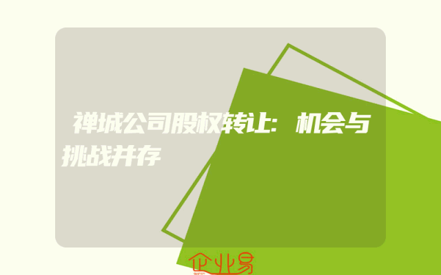 禅城公司股权转让:机会与挑战并存