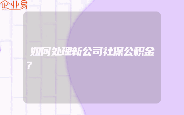 如何处理新公司社保公积金？