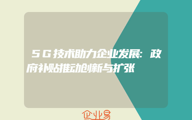 5G技术助力企业发展:政府补贴推动创新与扩张
