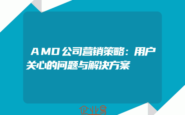 AMD公司营销策略：用户关心的问题与解决方案