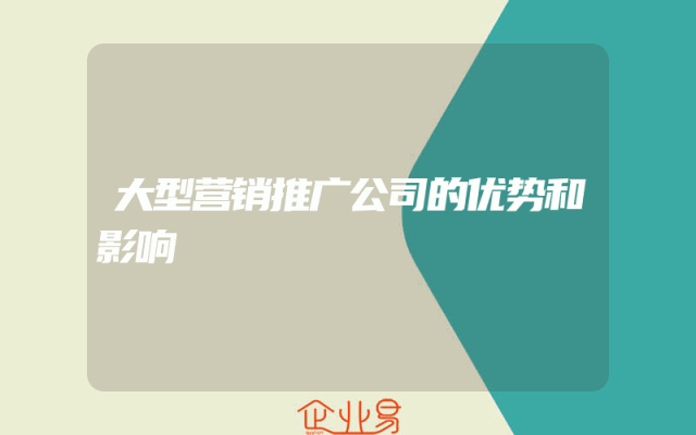 大型营销推广公司的优势和影响