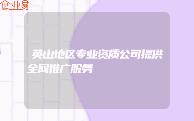 英山地区专业资质公司提供全网推广服务