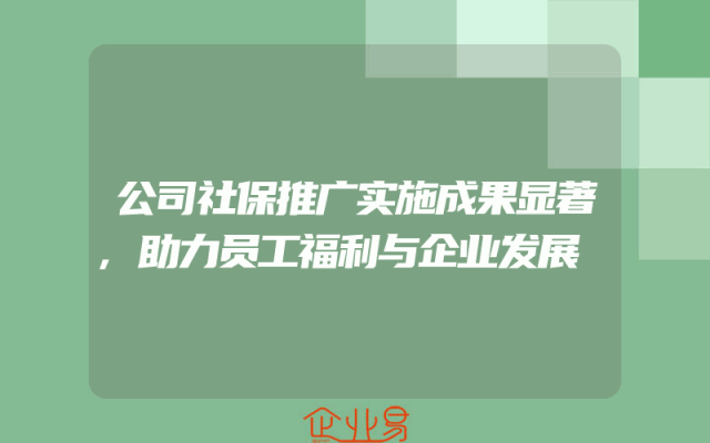 公司社保推广实施成果显著,助力员工福利与企业发展