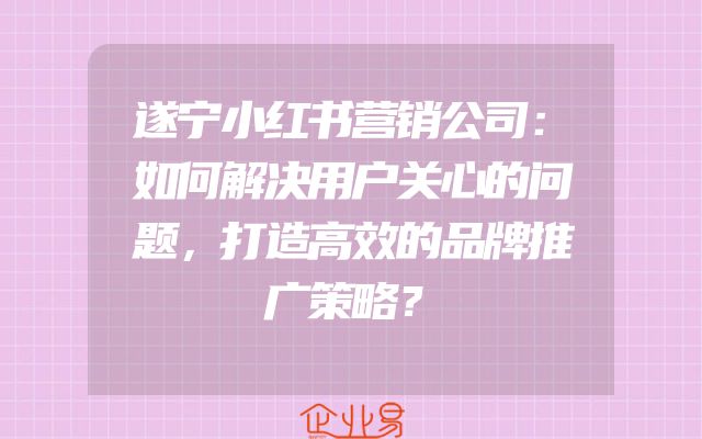 遂宁小红书营销公司：如何解决用户关心的问题，打造高效的品牌推广策略？