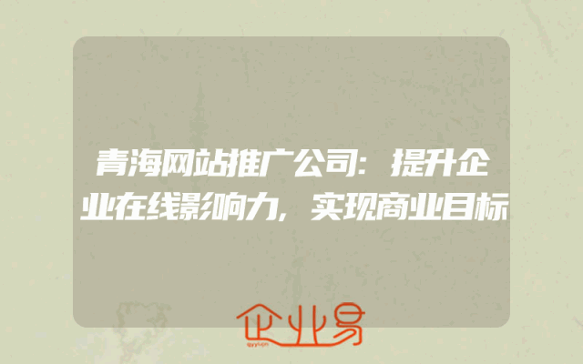 青海网站推广公司:提升企业在线影响力,实现商业目标