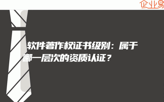 软件著作权证书级别：属于哪一层次的资质认证？