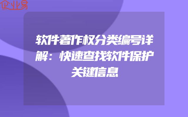 软件著作权分类编号详解：快速查找软件保护关键信息