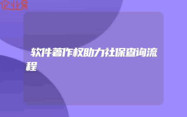 软件著作权助力社保查询流程