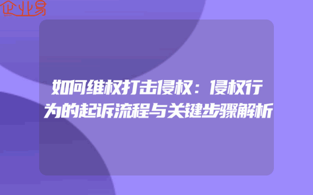 如何维权打击侵权：侵权行为的起诉流程与关键步骤解析