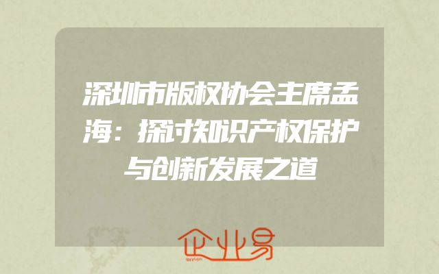 深圳市版权协会主席孟海：探讨知识产权保护与创新发展之道