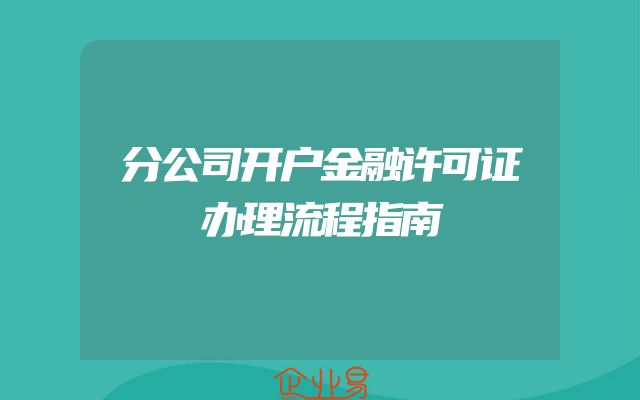 分公司开户金融许可证办理流程指南