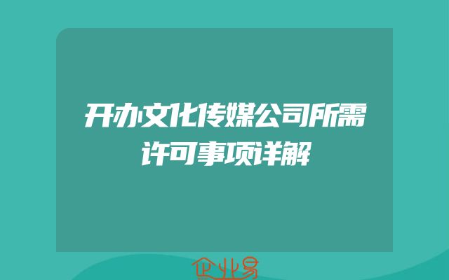 开办文化传媒公司所需许可事项详解